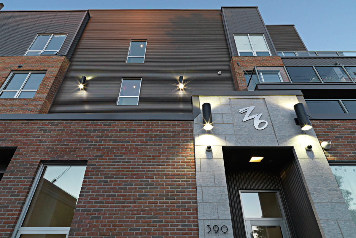 Exterior View Z6 Urban Lofts entrance and upper floors.
